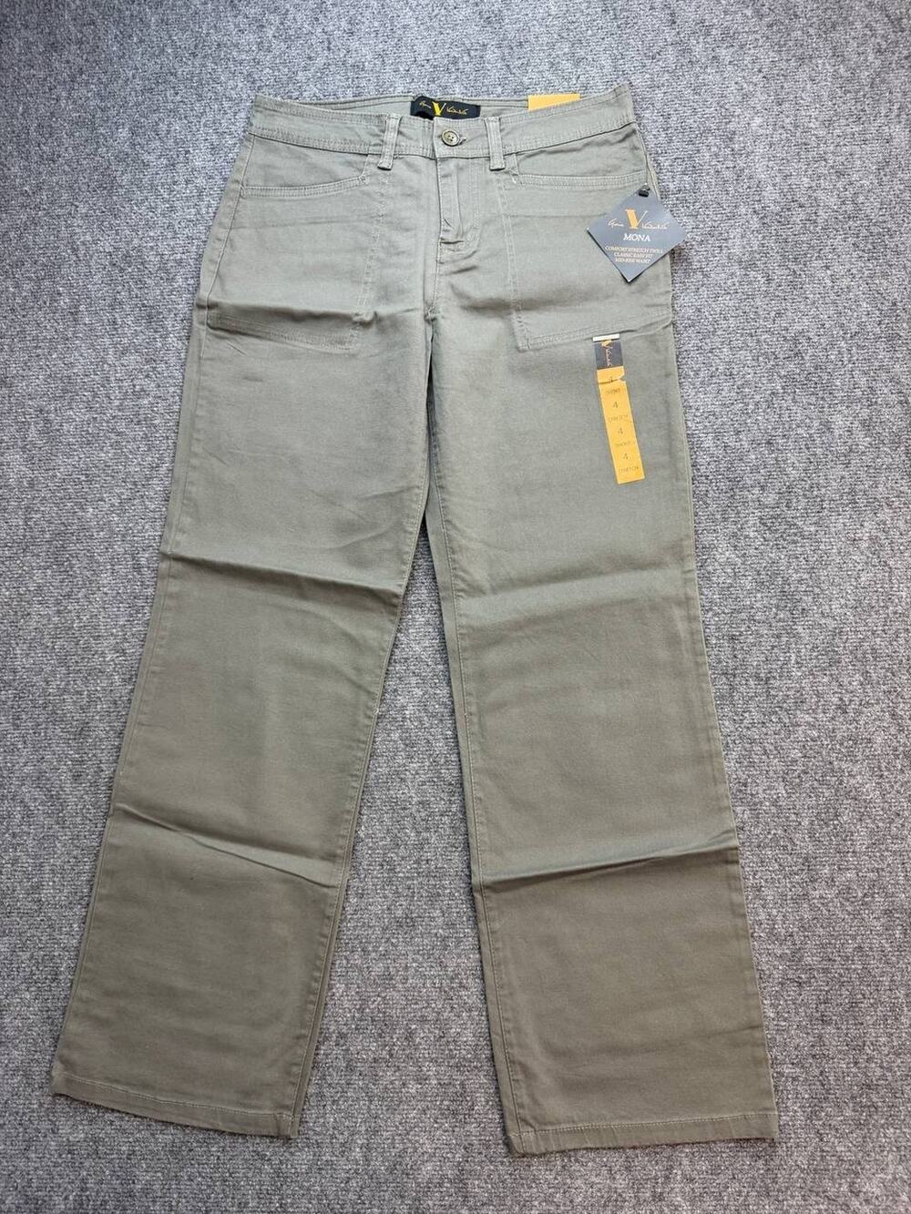 Gloria Vanderbilt Mona Women’s Pants Size 4 Short Olive Stretch Twill NWT